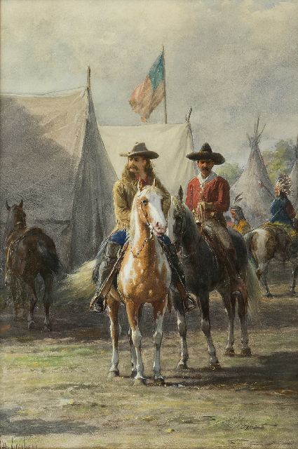 Otto Eerelman | Buffalo Bill auf ein Appaloosa Pferd, Aquarell und Gouache auf Papier, 54,3 x 36,9 cm, Unterzeichnet u.l.