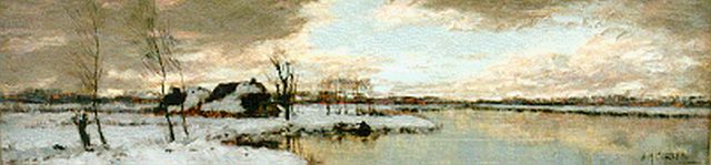 Gorter A.M.  | A winter landscape, Öl auf Holz 15,9 x 60,0 cm, signed l.r.