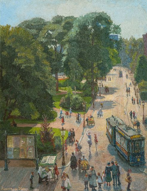 Vries S.C.H. de | Blick auf das Leidse Bosje in Amsterdam, Öl auf Leinwand 77,8 x 61,9 cm, Unterzeichnet u.l.