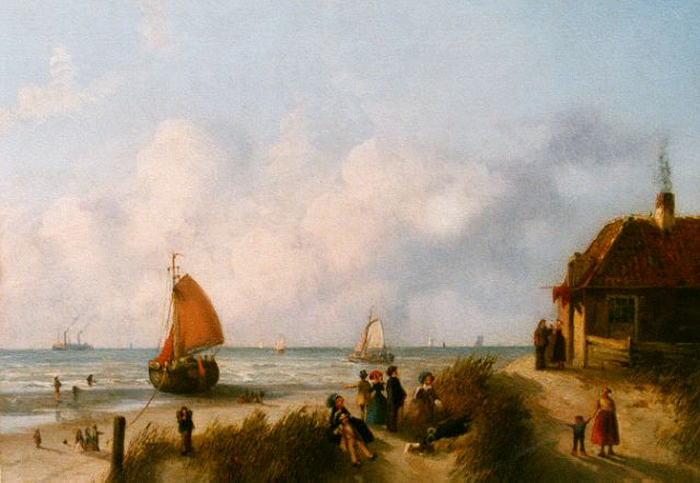 Joseph Bles | Figures on the beach, Öl auf Holz, 20,5 x 26,0 cm, signed l.r.