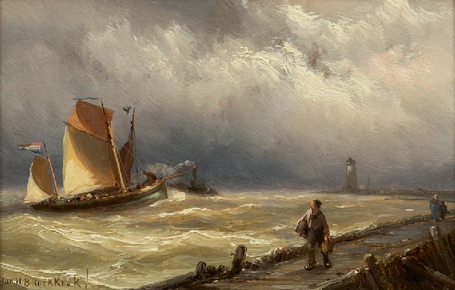 Jan H.B. Koekkoek | Das Einlaufen in den  Hafen, Öl auf Holz, 12,2 x 18,4 cm, Unterzeichnet u.l. und datiert im Verso 1889