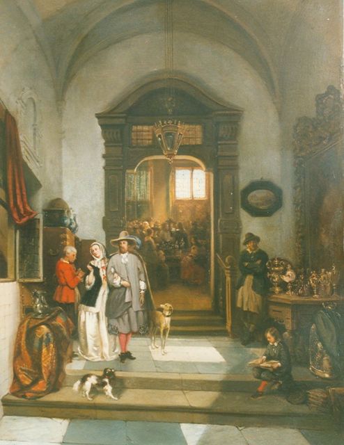 Johannes Anthonie Balthasar Stroebel | Viewing day, Öl auf Holz, 52,0 x 39,8 cm, signed l.l. und dated 1850