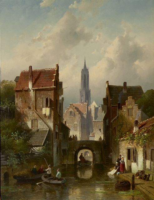 Charles Leickert | Stadtansicht mit der 'Nieuwe Kerk', Delft, Öl auf Leinwand, 48,5 x 38,1 cm, Unterzeichnet u.r. und datiert '66
