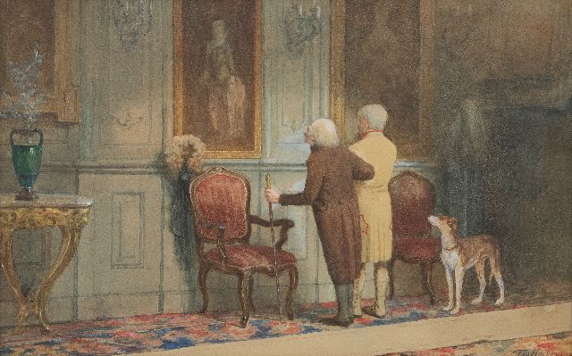 Jozef Hoevenaar | Rundgang in die Familie, Aquarell auf Papier, 31,0 x 47,5 cm, Unterzeichnet u.r. und datiert 1898