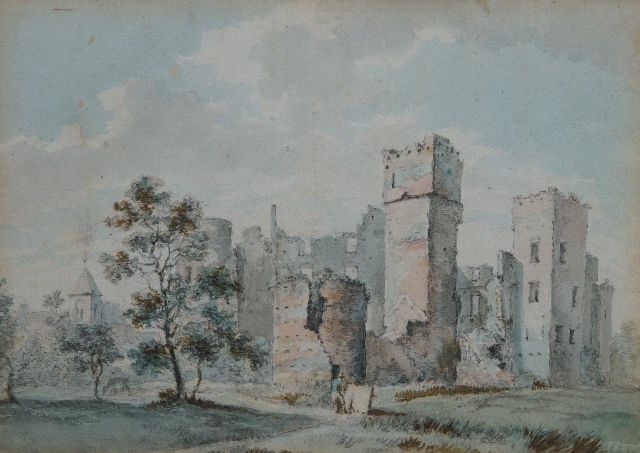 Jelgerhuis J.  | Ruine Schloss de Haar in Haarzuilens, Aquarell auf Papier 26,0 x 36,3 cm