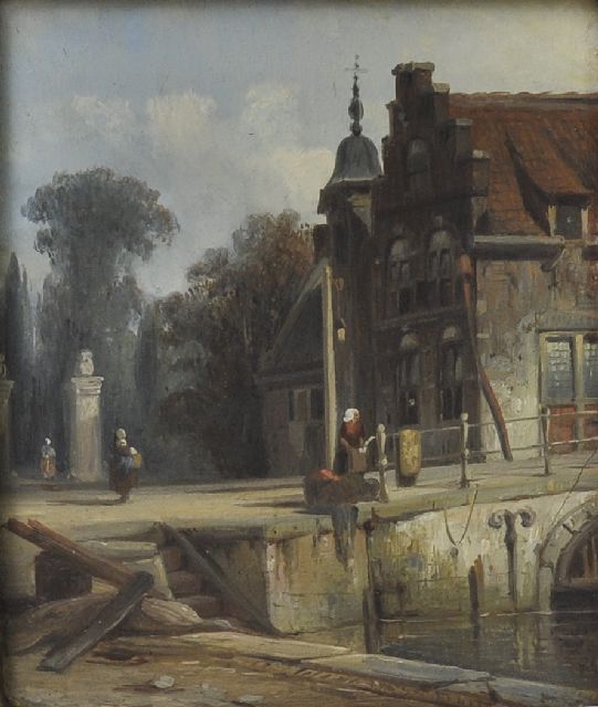 Bommel E.P. van | Stadtansicht, Öl auf Holz 12,0 x 16,0 cm