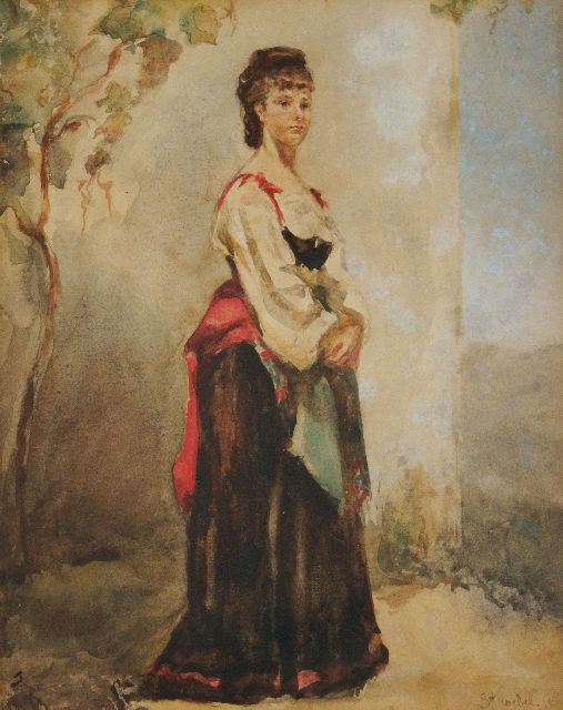 Stroebel J.A.B.  | Italienne, Aquarell auf Papier 28,7 x 22,5 cm, Unterzeichnet u.r.