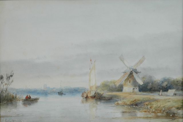 Andreas Schelfhout | A river landscape in summer, Aquarell auf Papier, 16,8 x 24,5 cm, signed l.l.