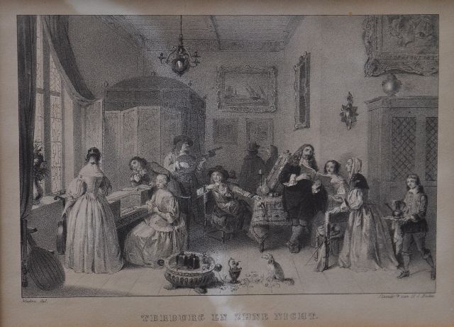 Jean Baptiste Madou | Gerard Terborch und seine Frau Geertruid, Stich auf Papier, 12,0 x 17,0 cm