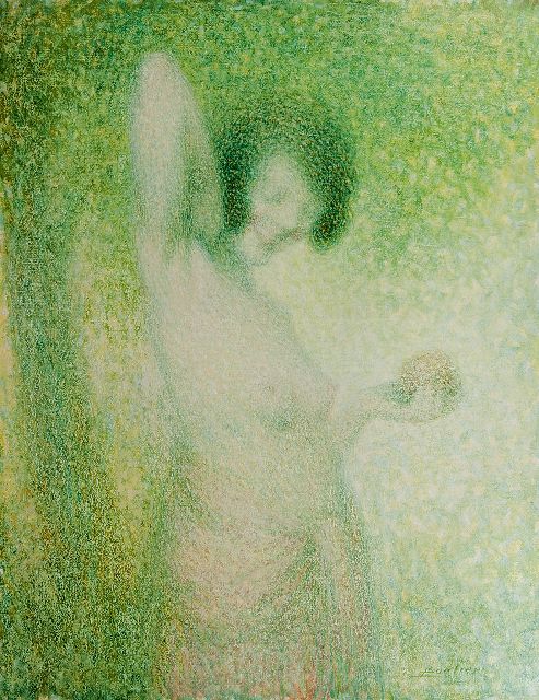Lucien Boulier | Eva mit Apfel, Öl auf Leinwand, 92,2 x 73,3 cm, Unterzeichnet u.r.
