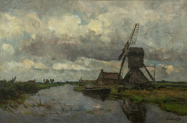 Victor Bauffe | Landschaft mit Mühle, Öl auf Leinwand, 41,8 x 61,9 cm, Unterzeichnet u.r.
