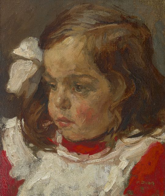 Pol Dom | Porträt eines Mädchens, Öl auf Malereifaser, 29,9 x 24,8 cm, Unterzeichnet u.r.