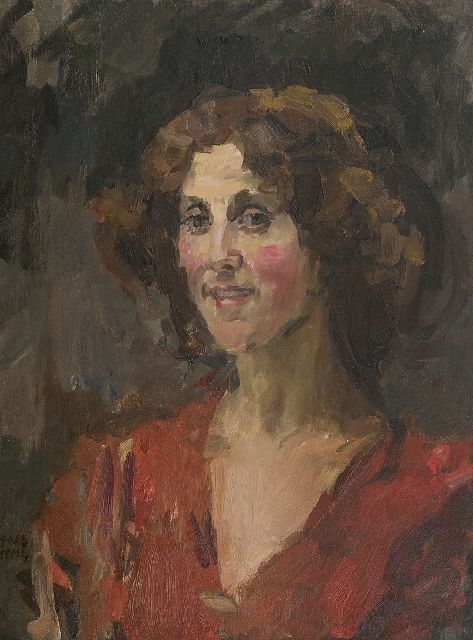 Isaac Israels | Porträt von Sophie de Vries, Öl auf Leinwand  auf Holzfaser, 60,3 x 45,6 cm, Unterzeichnet u.l.
