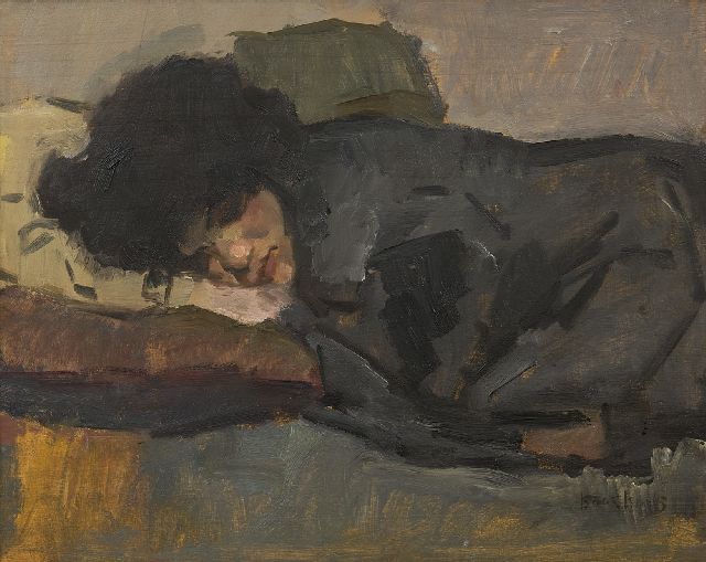 Isaac Israels | Schlafende Frau, Öl auf Holz, 32,5 x 41,0 cm, Unterzeichnet u.r.