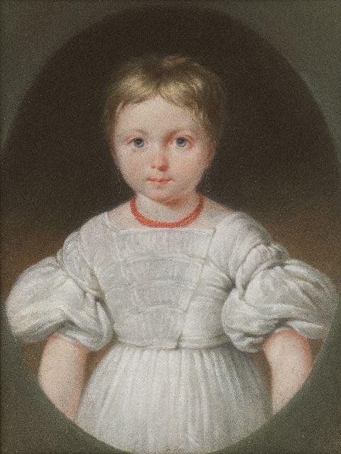 Daiwaille J.A.  | Porträt eines Mädchens im weissen Kleid, vermutlich Henriette Louise Engelman (1 von 4 Porträts), Pastell auf Papier 31,5 x 24,3 cm