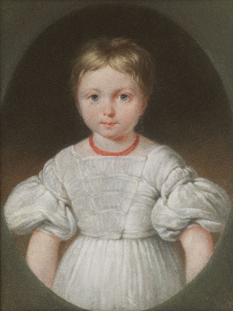 Jean Augustin Daiwaille | Porträt eines Mädchens im weissen Kleid, vermutlich Henriette Louise Engelman (1 von 4 Porträts), Pastell auf Papier, 31,5 x 24,3 cm