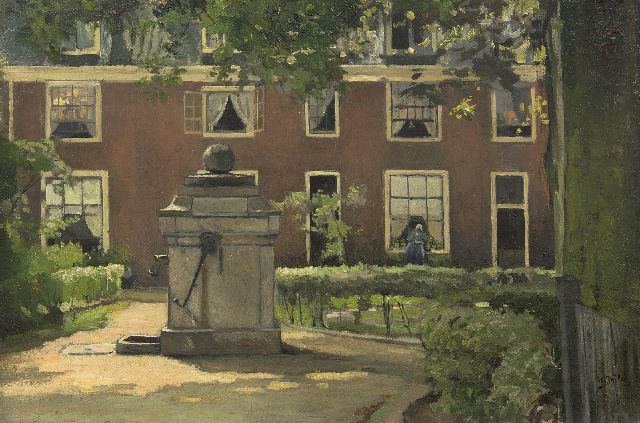 Willem Bastiaan Tholen | Ein sonniger Hof, Öl auf Leinwand, 40,1 x 60,7 cm, Unterzeichnet u.r.