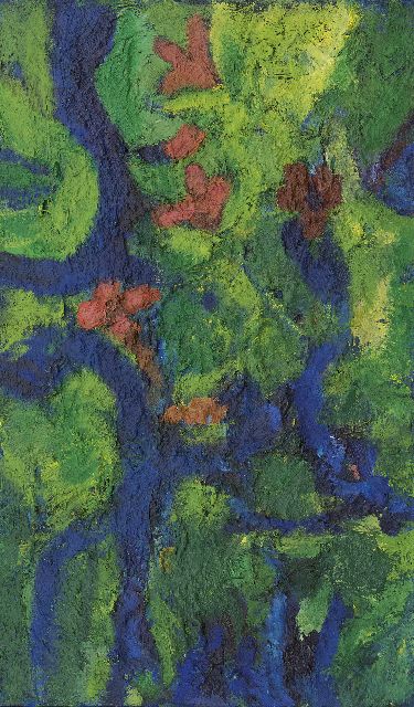 Gerrit Benner | Komposition Blumen und Blättern, Öl auf Leinwand, 99,5 x 59,3 cm, Unterzeichnet im Verso und zu datieren 1959