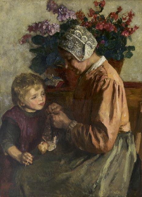 Albert Neuhuys | Auf dem Schoss bei Mutter, Öl auf Leinwand, 100,3 x 74,7 cm, Unterzeichnet u.l.