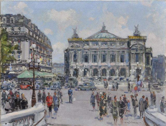 Daan Mühlhaus | Place de lÓpéra, Parijs, Öl auf Leinwand, 59,9 x 79,9 cm, Unterzeichnet u.r.