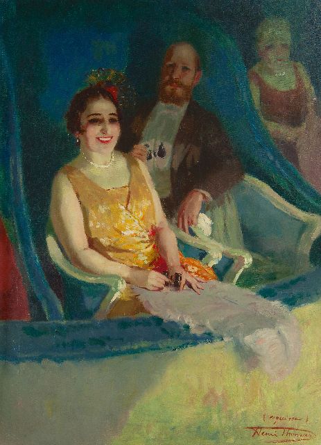 Henri Thomas | Im Theater, Öl auf Leinwand, 75,2 x 55,5 cm, Unterzeichnet u.r.