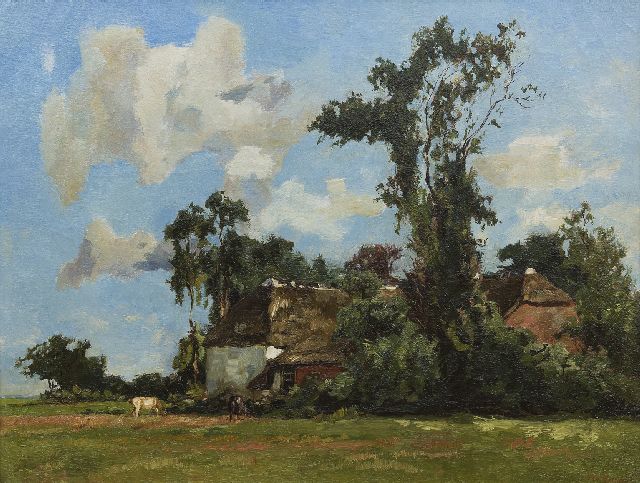 Zwart W.H.P.J. de | Bauernhof im Sommer, Öl auf Leinwand 50,5 x 65,4 cm, Unterzeichnet r.u.
