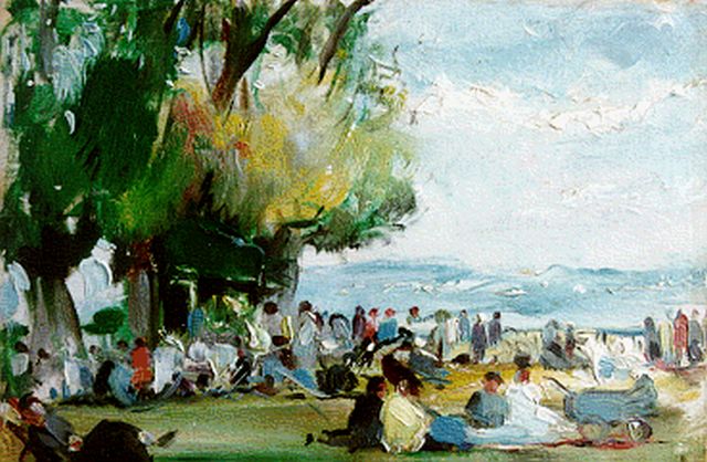 René Pierre Margoteau | Figures in a park, Öl auf Leinwand auf Holz, 16,0 x 22,0 cm, signed l.r.