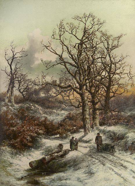 Middelbeek M.C.  | Winterliche Waldansicht, Öl auf Leinwand 129,9 x 95,3 cm, Unterzeichnet u.l.