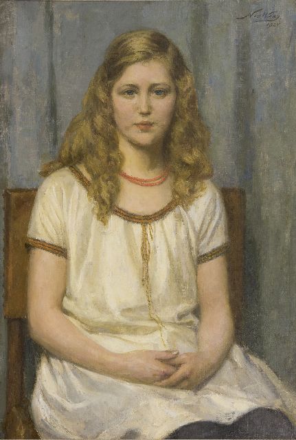 Nicolaas van der Waay | Porträt von Fräulein T. de K., Öl auf Leinwand, 80,3 x 54,0 cm, Unterzeichnet o.r. und datiert 1925