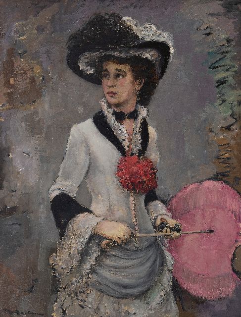 Rezelman P.D.  | Elegante Dame mit Hut, Öl auf Holz 67,4 x 52,0 cm, Unterzeichnet u.l.