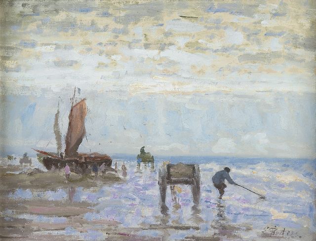 Evert Pieters | Muschelfischer, Katwijk, Öl auf Leinwand, 37,4 x 49,5 cm, Unterzeichnet r.u. und zu datieren zwischen 1900-1910.
