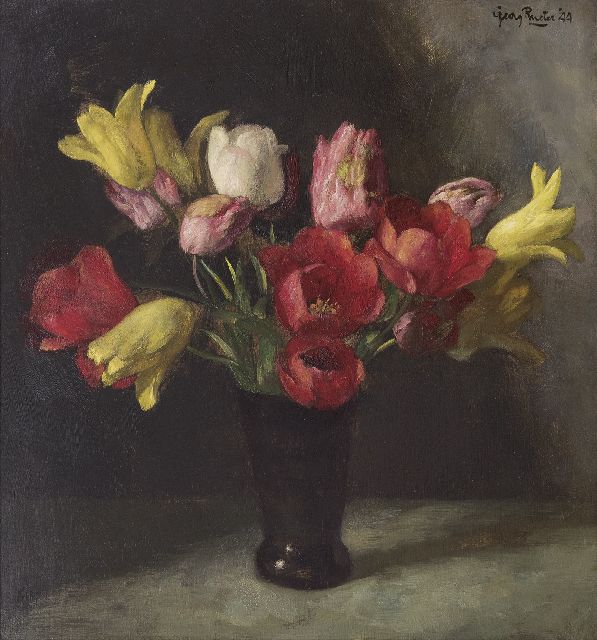 Georg Rueter | Tulpen, Öl auf Holz, 48,6 x 45,1 cm, Unterzeichnet o.r. und datiert '44