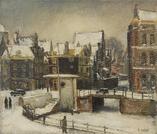 Arnout Colnot | Die Rokin in Amsterdam von Arti aus, Winter 1940-1941, Öl auf Leinwand, 55,4 x 65,3 cm, Unterzeichnet u.r.