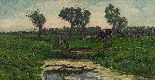 Zwart P. de | Kühe am Zaun, Öl auf Leinwand 33,3 x 61,3 cm, Unterzeichnet u.r.