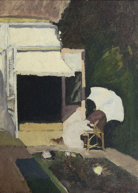 Pieter Willem van Baarsel | Frau auf einer Terrasse, Öl auf Leinwand, 70,1 x 50,3 cm, Unterzeichnet u.r. miet Monogramm und datiert 1914