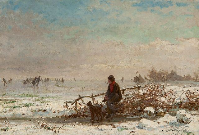 Henri van Seben | Eisvergnügen an einem Wintertag, Öl auf Leinwand, 32,0 x 47,2 cm, Unterzeichnet u.r.