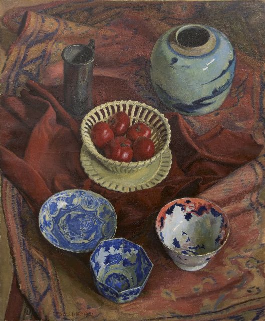 Cees Bolding | Stilleben mit Vasen und Schalen, Öl auf Leinwand, 105,5 x 85,4 cm, Unterzeichnet u.l. und datiert 1942