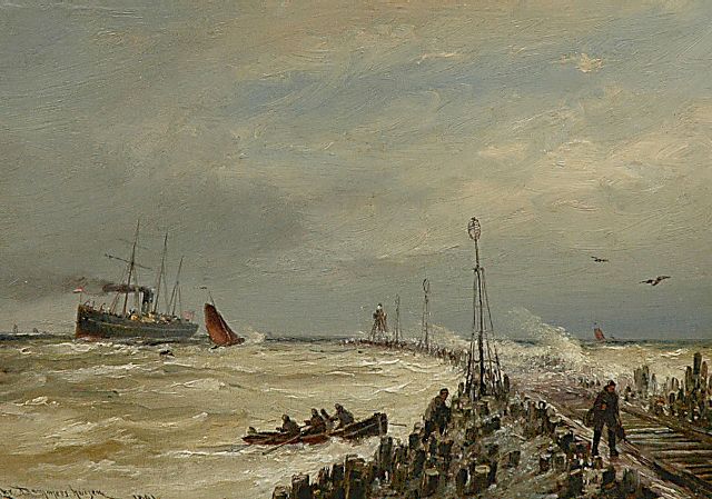 Christiaan Dommelshuizen | Schiffe bei Hoek van Holland, Öl auf Holz, 23,6 x 33,1 cm, Unterzeichnet u.l. und datiert 1891