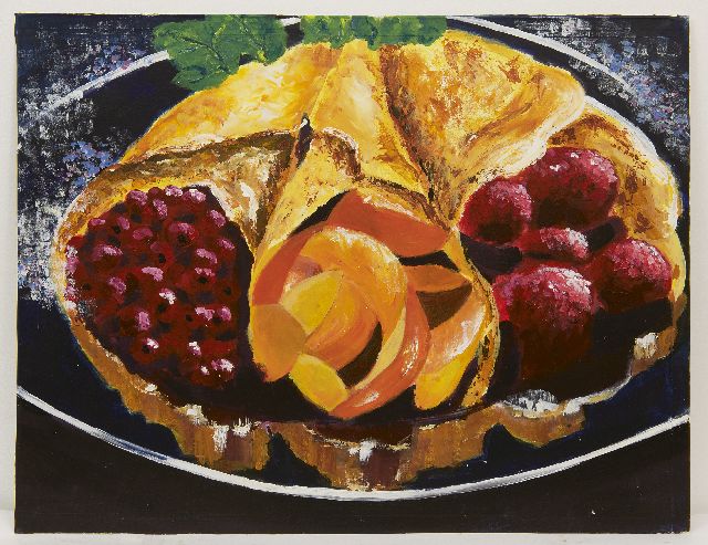Onbekend 20e eeuw  | Crêpes mit Früchten, Gouache auf Papier 54,8 x 71,0 cm