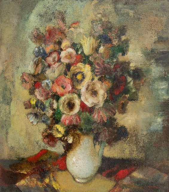 Raphaël de Buck | Blumenstilleben, Öl auf Leinwand, 79,8 x 70,5 cm, Unterzeichnet u.r.