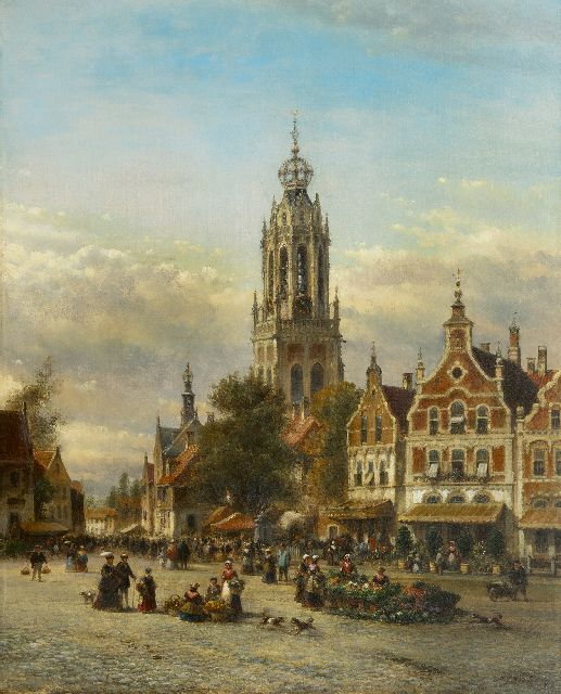 Lodewijk Johannes Kleijn | Markt in einer Stadt, Öl auf Leinwand, 86,5 x 70,1 cm, Unterzeichnet u.l.