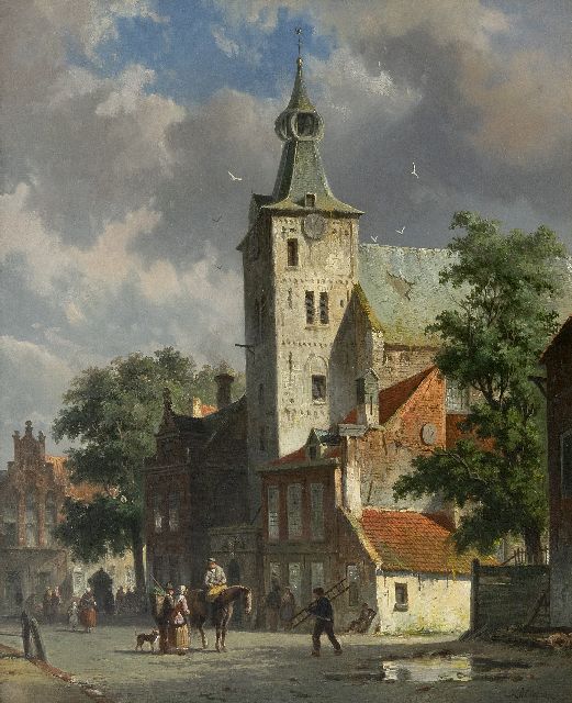Adrianus Eversen | Blick auf die Andreaskirche in Hattem, Öl auf Leinwand, 47,8 x 38,7 cm, Unterzeichnet u.r. und im Verso auf Etikett