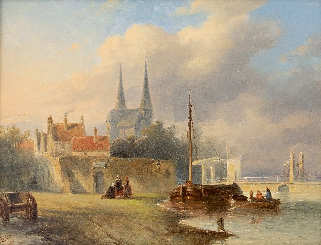 Petrus Gerardus Vertin | Kleine holländische Stadt an einem Fluss, Öl auf Holz, 19,4 x 25,6 cm, Unterzeichnet u.l. und datiert '45