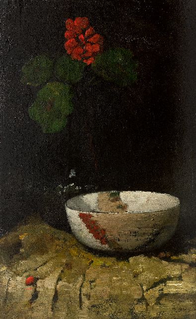 Willem van den Berg | Stilleben mit Schüssel und Geranium, Öl auf Tafel, 63,7 x 40,3 cm, Unterzeichnet o.r.