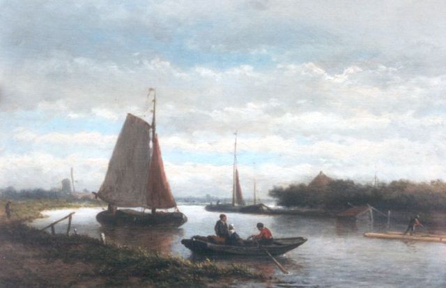 Heerebaart G.  | Shipping in a calm, Öl auf Holz 17,8 x 27,1 cm, signed l.l.