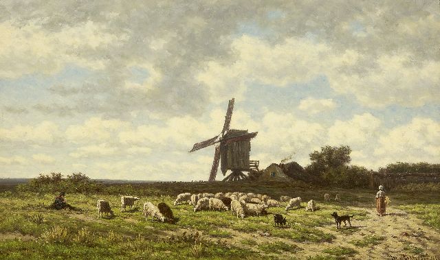 Jan van Lokhorst | Weite Landschaft mit Hirte und seine Herde (Pendant), Öl auf Holz, 27,4 x 45,3 cm, Unterzeichnet r.u. und datiert 1866