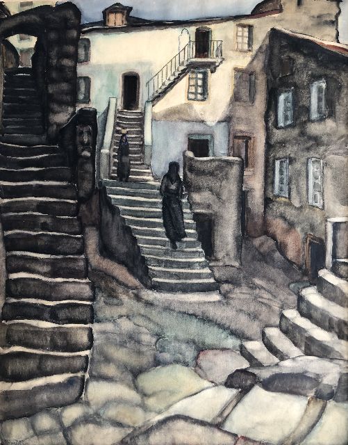 Meurs H.H.  | Dorf auf Korsika, Aquarell auf Papier 92,7 x 73,8 cm, Unterzeichnet u.l. und datiert 'Corse' 1929