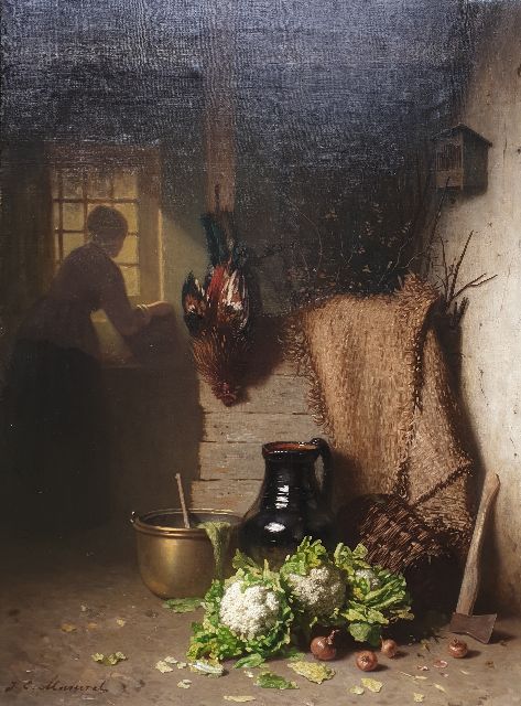 Johannes Masurel | In der Scheune, Öl auf Leinwand, 56,2 x 41,7 cm, Unterzeichnet u.l. und ohne Rahmen
