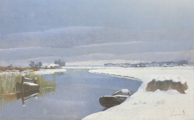 Dirk Smorenberg | Winter bei Loosdrecht, Öl auf Leinwand, 46,1 x 73,5 cm, Unterzeichnet u.r.