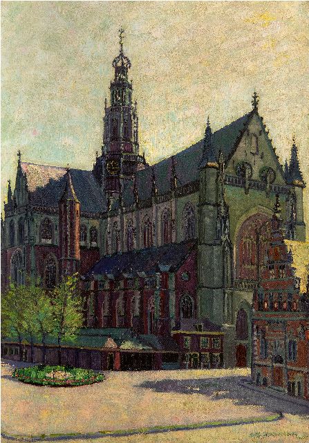 Wim Schuhmacher | Die Grosse oder St. Bavokirche in Haarlem, Öl auf Leinwand, 82,5 x 57,4 cm, Unterzeichnet u.r. und datiert 1915